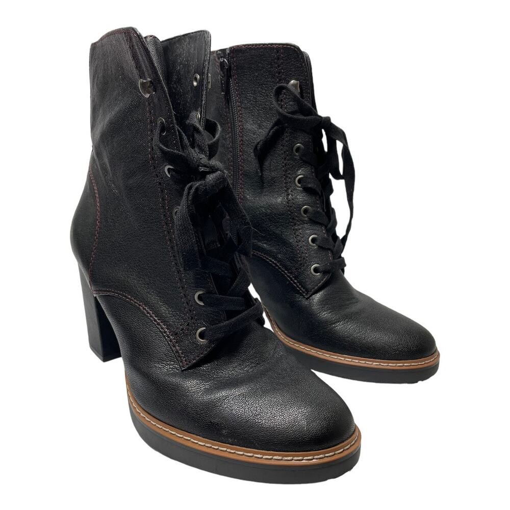 Naturalizer Womens Black Combat Style Boots 11W Callie Leather Bootie 11 Wide